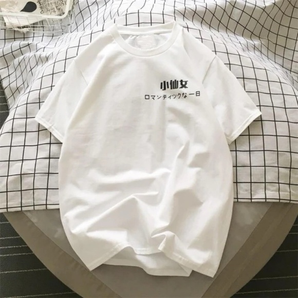 New Original “little fairy“ Chinese Japanese Slogan Text short-sleeve T-shirt - Picture 1 of 6